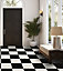 Floor Tile Plain 30.5x30.5cm Black & White 10 Tiles Per Pack