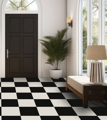 Floor Tile Plain 30.5x30.5cm Black & White 10 Tiles Per Pack