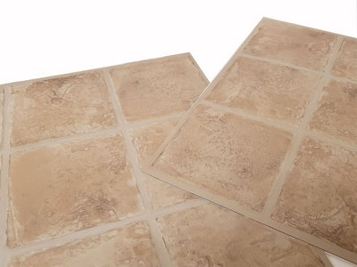 Floor Tiles Self Adhesive Vinyl Flooring Kitchen Bathroom Beige Brown ...