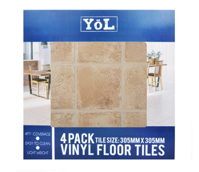 Floor Tiles Self Adhesive Vinyl Flooring Kitchen Bathroom Beige Brown ...