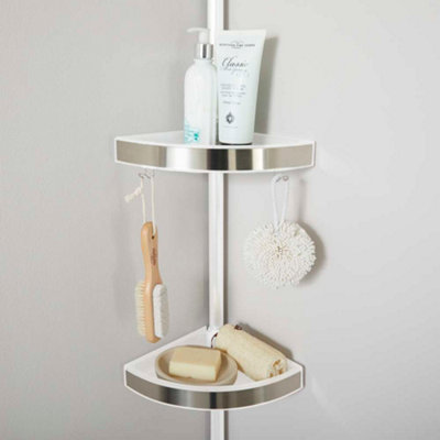 Floor to Ceiling Corner White Shelving Unit with 3 shelves - 4