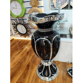 Floor Vase Large 40X60Cm Crushed Diamond Crystal Sparkly Mirrored Black V051
