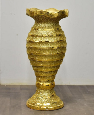 Floor Vase Large 40X60Cm Crushed Diamond Crystal Sparkly Mirrored Gold V044