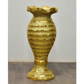 Floor Vase Large 40X60Cm Crushed Diamond Crystal Sparkly Mirrored Gold V044