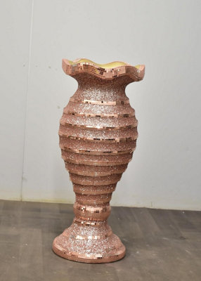 Floor Vase Large 40X60Cm Crushed Diamond Crystal Sparkly Mirrored Rose Gold V045