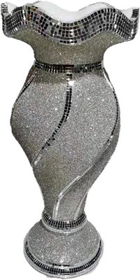 Floor Vase Large 40X60Cm Crushed Diamond Crystal Sparkly Mirrored Silver V072
