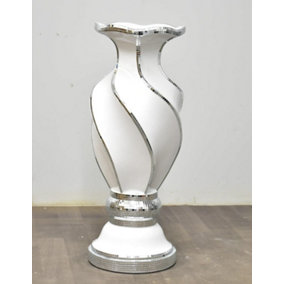 Floor Vase Large 40X60Cm Crushed Diamond Crystal Sparkly Mirrored White V048