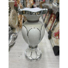 Floor Vase Large 40X60Cm Crushed Diamond Crystal Sparkly Mirrored White V050