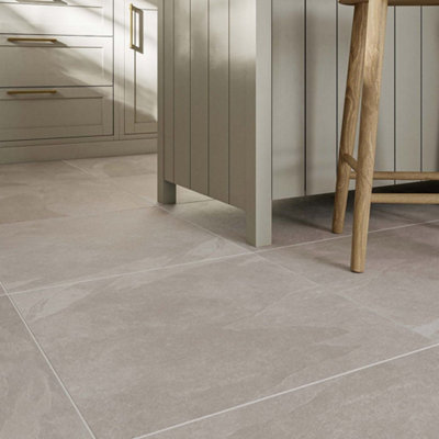 Flooring Revolution Belluno Grey Stone Effect Matt Porcelain Tile, Pack ...