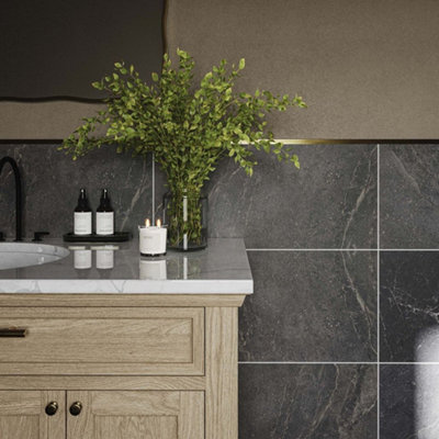 Flooring Revolution Kora Black Stone Effect Matt Porcelain Tile, Pack ...