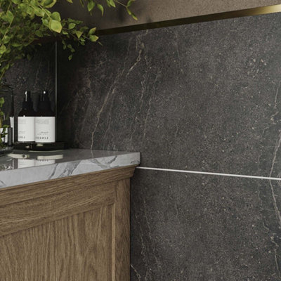 Flooring Revolution Kora Black Stone Effect Matt Porcelain Tile, Pack ...