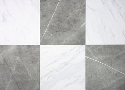 FloorPops Chris Loves Julia 12-in by 12-in Bonneville Grey & White Marble Peel & Stick Floor Tiles, FP4421