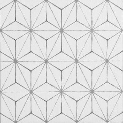 Floorpops Kikko White Peel & Stick Floor Tiles FP2481