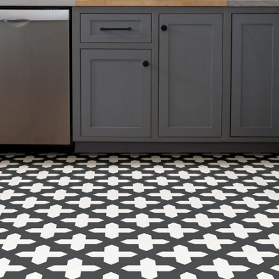 Floorpops Nordic Black Peel and Stick Floor Tiles FP3308