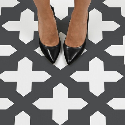 Floorpops Nordic Black Peel and Stick Floor Tiles FP3308