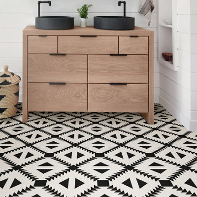 Floorpops Parla Black Peel and Stick Floor Tiles FP3567