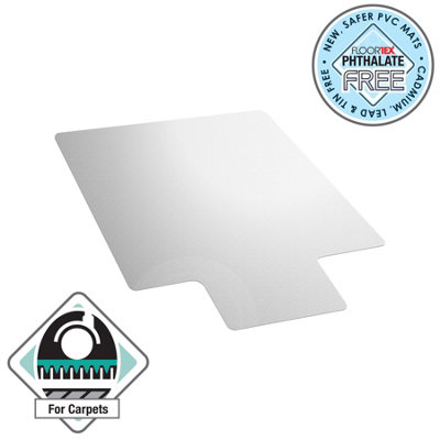 Floortex PVC Lipped Carpet Protector Chair Mat for Low Pile Carpets (up to 6mm) - 115 x 134cm