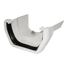 FloPlast 114mm Square Adaptor Iron Ogee Right Hand White