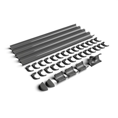 FloPlast 16m 170mm XtraFlo Industrial Gutter Kit - 4 x 4m Sections - Grey