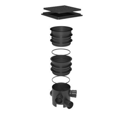 FloPlast 300mm Mini Inspection Chamber Set, base with two 200mm risers ...