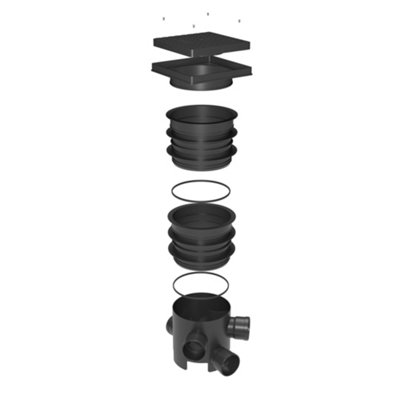 FloPlast 300mm Mini Inspection Chamber Set Double-Sealed - Base, Two ...