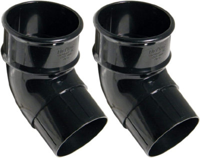 FloPlast 68mm Round 112.5 Degree Offset Bend Pipe in Black - Pack of 2 for Effective Drainage Solutions