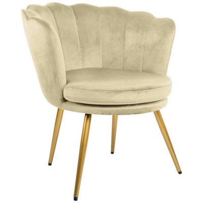 Flora Accent Chair with Petal Back Scallop Armchair in Velvet - Champagne