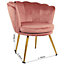 Flora Accent Chair with Petal Back Scallop Armchair in Velvet - Dark Pink