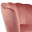 Flora Accent Chair with Petal Back Scallop Armchair in Velvet - Dark Pink