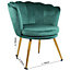 Flora Accent Chair with Petal Back Scallop Armchair in Velvet - Green
