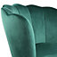 Flora Accent Chair with Petal Back Scallop Armchair in Velvet - Green