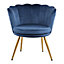 Flora Accent Chair with Petal Back Scallop Armchair in Velvet - Navy