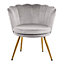 Flora Accent Chair with Petal Back Scallop Armchair in Velvet - Silver Grey
