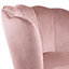Flora Accent Chair with Petal Back Scallop Armchair in Velvet - Silver Pink