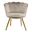 Flora Accent Chair with Petal Back Scallop Armchair in Velvet - Taupe