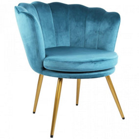 Flora Accent Chair with Petal Back Scallop Armchair in Velvet - Teal