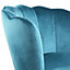 Flora Accent Chair with Petal Back Scallop Armchair in Velvet - Teal