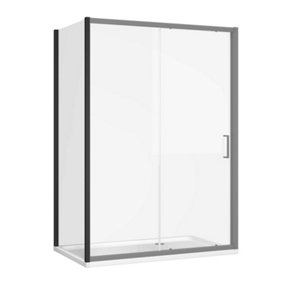 Flora Black Shower Enclosure Side Panel - (W)700mm