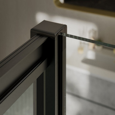 Flora Black Shower Enclosure Side Panel - (W)700mm - 3