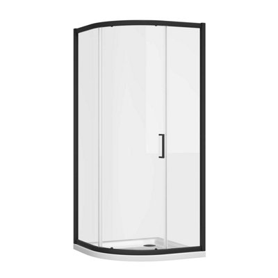 Flora Black Single Sliding Door Quadrant Enclosure - (W)800x(D)800