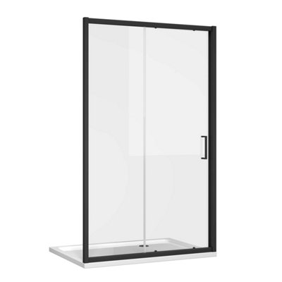 Flora Black Sliding Shower Door - (W)1100mm
