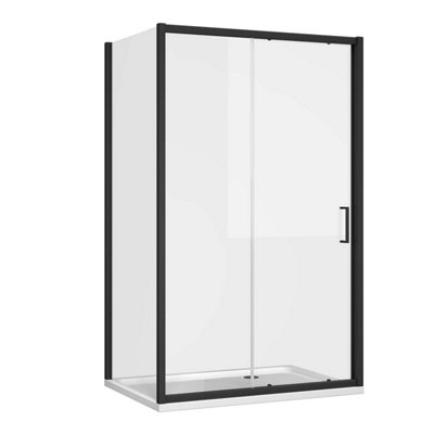 Flora Black Sliding Shower Door - (W)1100mm - 6