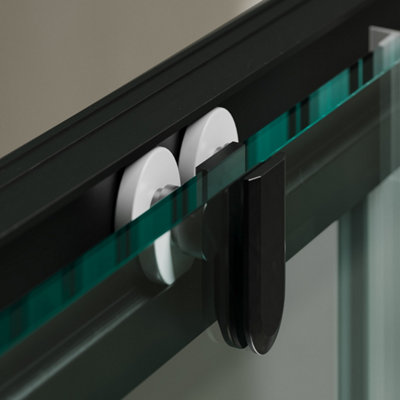 Flora Black Sliding Shower Door - (W)1700mm - 5