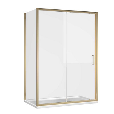 Flora Brushed Gold Sliding Shower Door - (W)1400mm