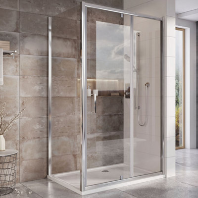 Flora Chrome Pivot Shower Door - (W)1000mm