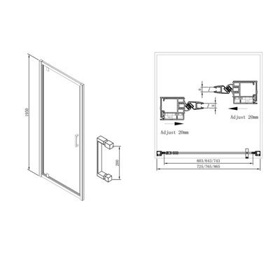 Flora Chrome Pivot Shower Door - (W)800mm - 7