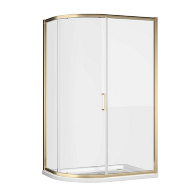 Flora Gold Single Sliding Door Offset Quadrant Enclosure - (W)1200x(D)800