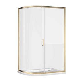 Flora Gold Single Sliding Door Offset Quadrant Enclosure - (W)1200x(D)800