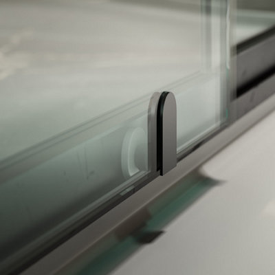 Flora Gun Grey Sliding Shower Door - (W)1000mm - 3