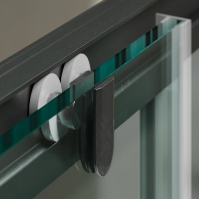 Flora Gun Grey Sliding Shower Door - (W)1200mm - 4
